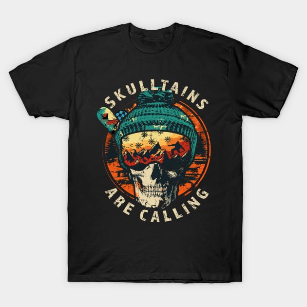 Skulltains Are Calling Snowboarding Vintage T-Shirt by PunnyPoyoShop